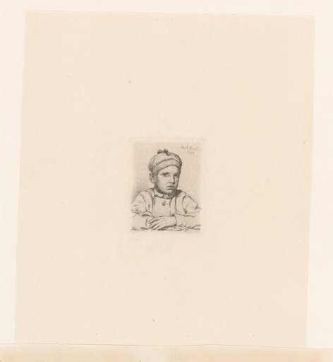 Seated boy with cap