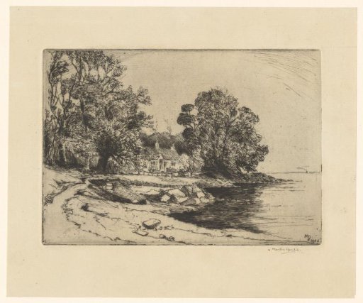 House among trees on the waterfront