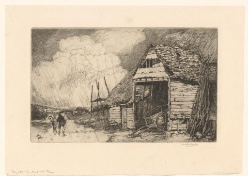 Barn in the rain