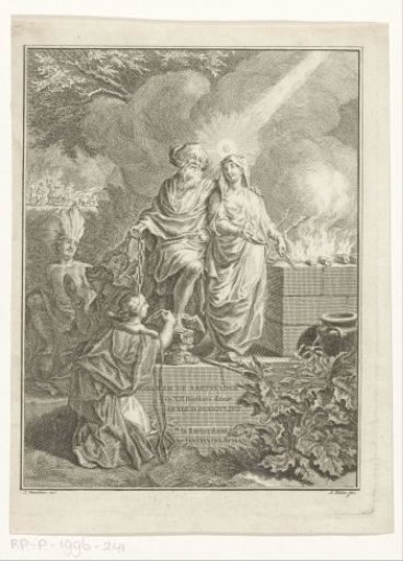 Allegorical title page with Patriarch Abraham and Truth