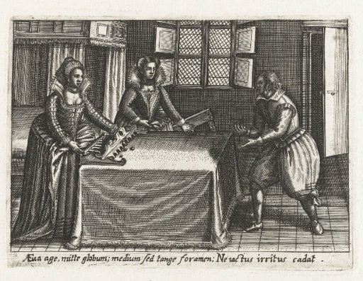 Two women and a man playing a ball game on a table