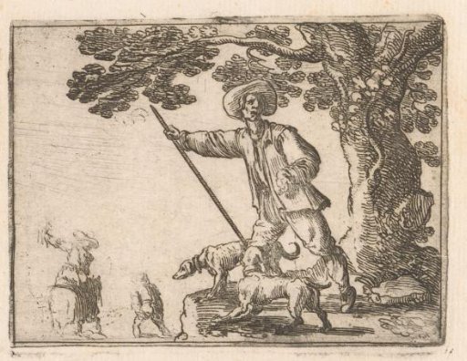 Hunter with Two Dogs