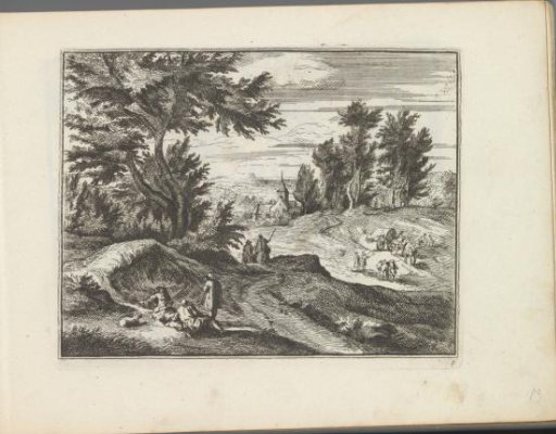 Landscape with shepherds and two riders
