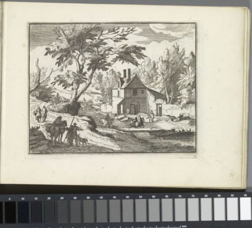 Landscape with building and through road