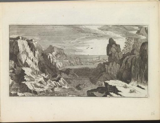 Mountain landscape with a river mouth
