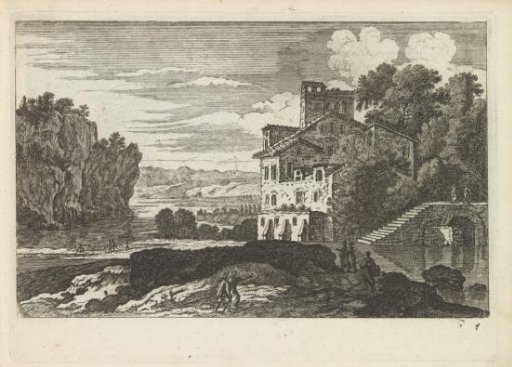 Landscape with a structure and stone steps