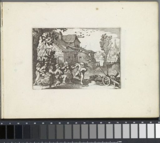 Dancing peasants on a farmyard