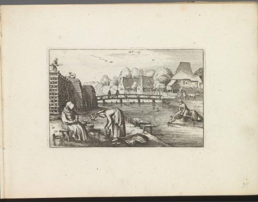 Women doing laundry by a canal