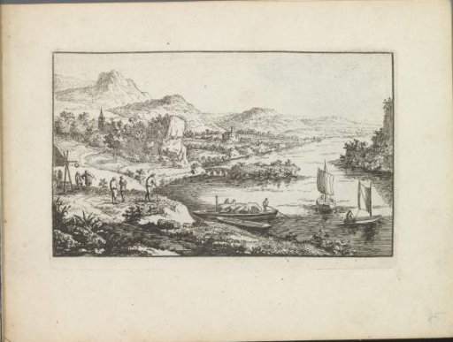 River landscape with a bridge and an island