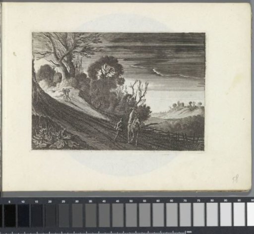 Figures on a path at twilight