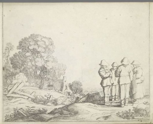 Landscape with Three Peasants and a Peasant Woman