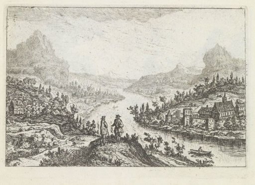 River Landscape with Two Men on a Hill