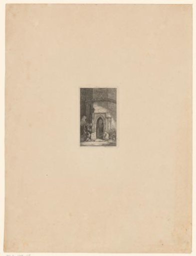 Gothic Monastery Portal with a Monk
