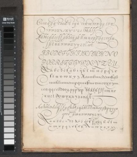 Writing sample with the alphabet in parts