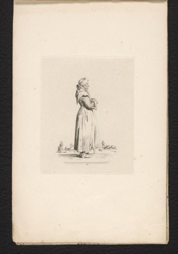 Old female beggar, side view
