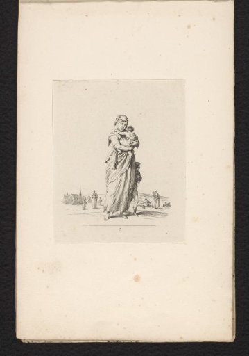 Female beggar with two children