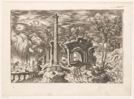 Roman Ruin and Column Before the Burning of Troy