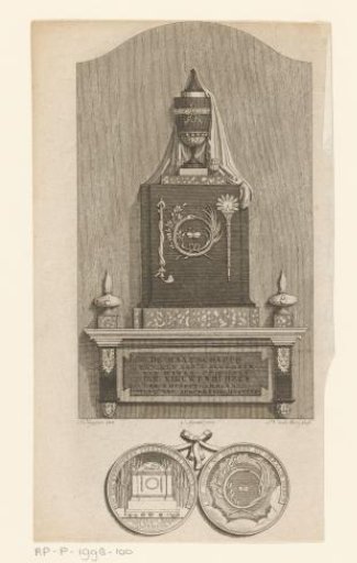Monument for Jan Nieuwenhuyzen in the Great Church of Monnickendam and medal