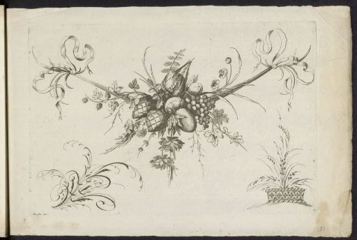 Festoon of fruits, leaves and flowers