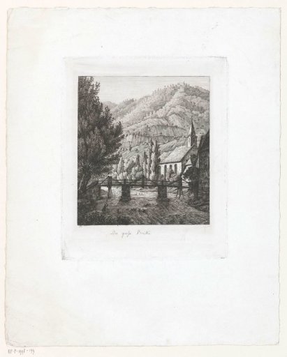 Landscape with a bridge over a river