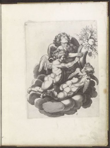 Drawing example of three putti on a cloud