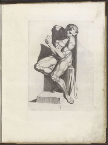 Drawing example of a seated male nude