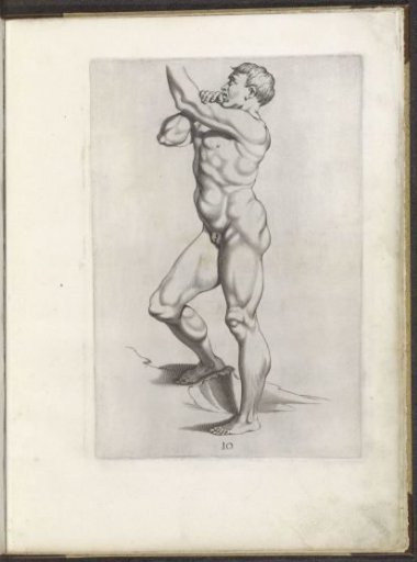 Drawing example of a standing male nude in profile