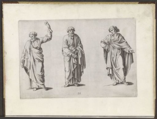 Drawing example of three standing figures