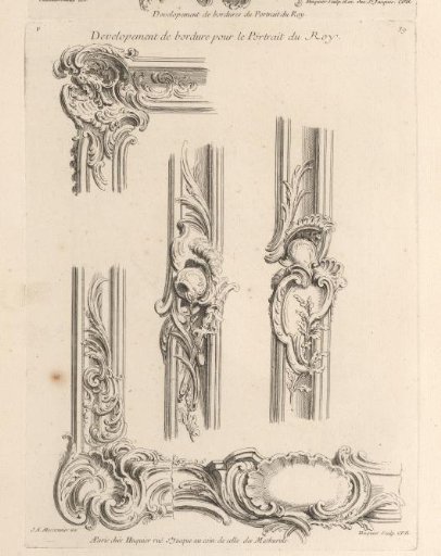 Two Corners and Fragments of the Ornamental Border Around a Portrait