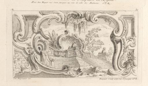 Ornament with stairs to a terrace with two sphinxes