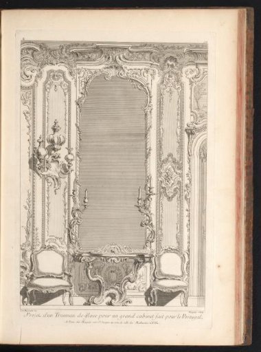 Design for a writing table mirror with girandoles