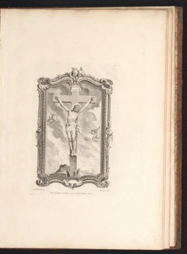 Christ on the Cross, in a rocaille ornamental border