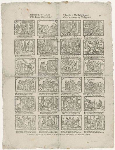 Here you see depicted / O youth / The life of the Apostles / Presented by Lucas / And described in the action