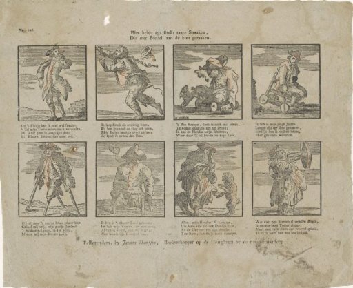 Here you have eight pieces of strange nonsense, / Who get their living with begging
