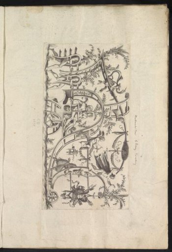 Album leaf with a print of an ornamental triumphal chariot