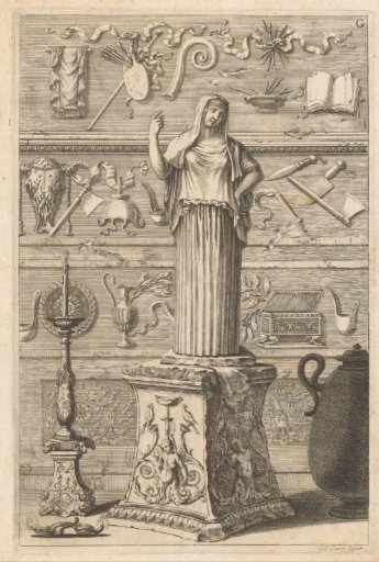 Roman fragments with statue of Hestia Giustiniani