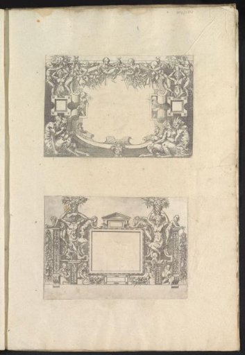 Album leaf with two prints of cartouches
