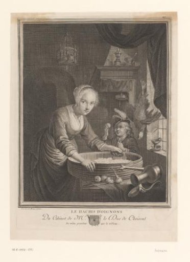 Maid Chopping Onions in a Kitchen
