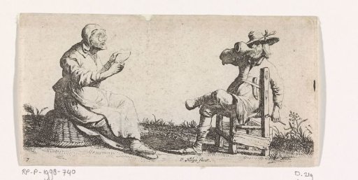 An Old Woman Reading and a Peasant Drinking
