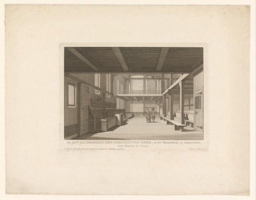 Interior of the Mennonite Church of the Jan Jacobsgezinden in the Bloemstraat in Amsterdam