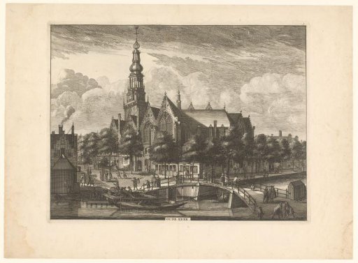 View of the Old Church in Amsterdam from the Oudezijds Voorburgwal