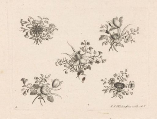 Five bouquets of flowers