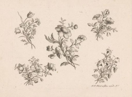Five bouquets of flowers