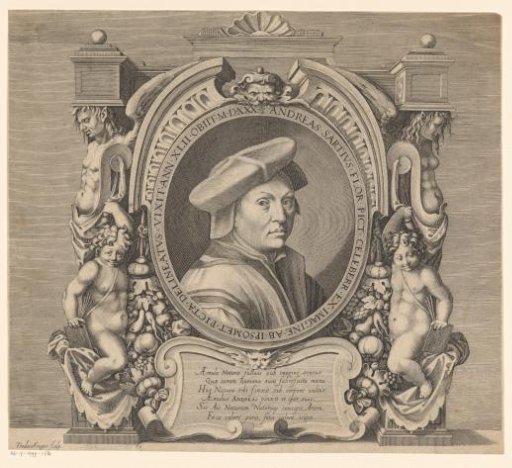 Portrait of Andrea del Sarto at the age of 42 in an ornate frame