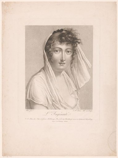Woman with a veil and bare breast