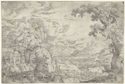 Mountain landscape with a pollarded tree