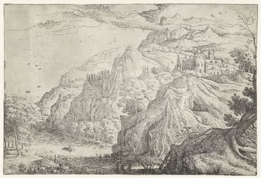 Landscape with castle and river