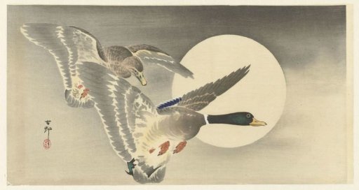 Two Ducks by the Full Moon
