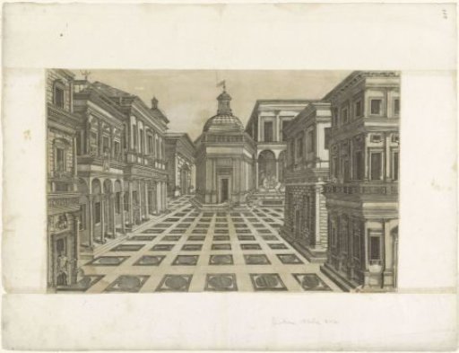 Town square with equestrian statue of Marcus Aurelius