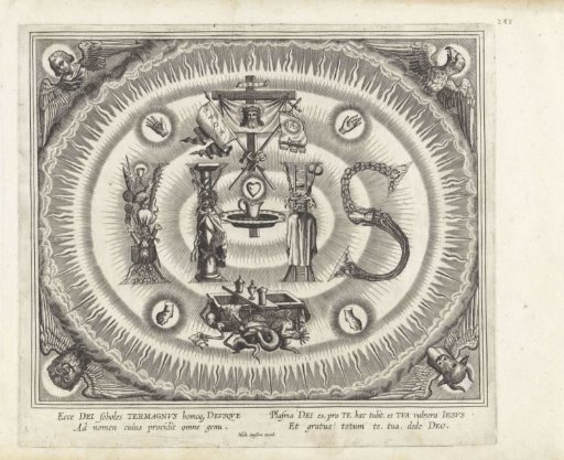 Ornament: Monogram for Christ 'IHS', Composed of the Instruments of the Passion